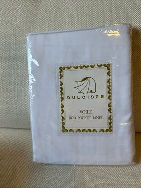 DULCIDEE Voile Sheer White 84” Rod Pocket Panels, Two NWT